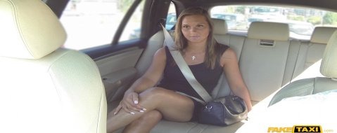 Brunette Rides Dick On Backseat In Taxi