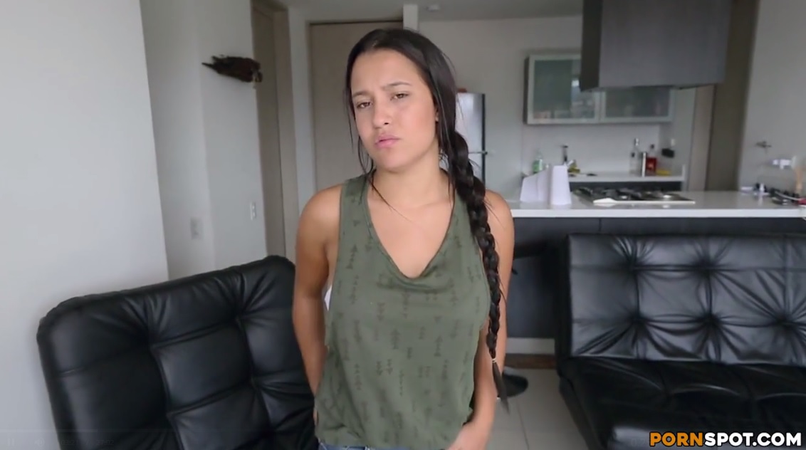 Cute Colombian Babe Wants To Have Two Dicks In Her Mouth.